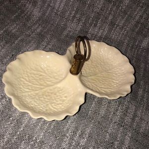 Vintage Stangl cabbage leaf divided relish tray